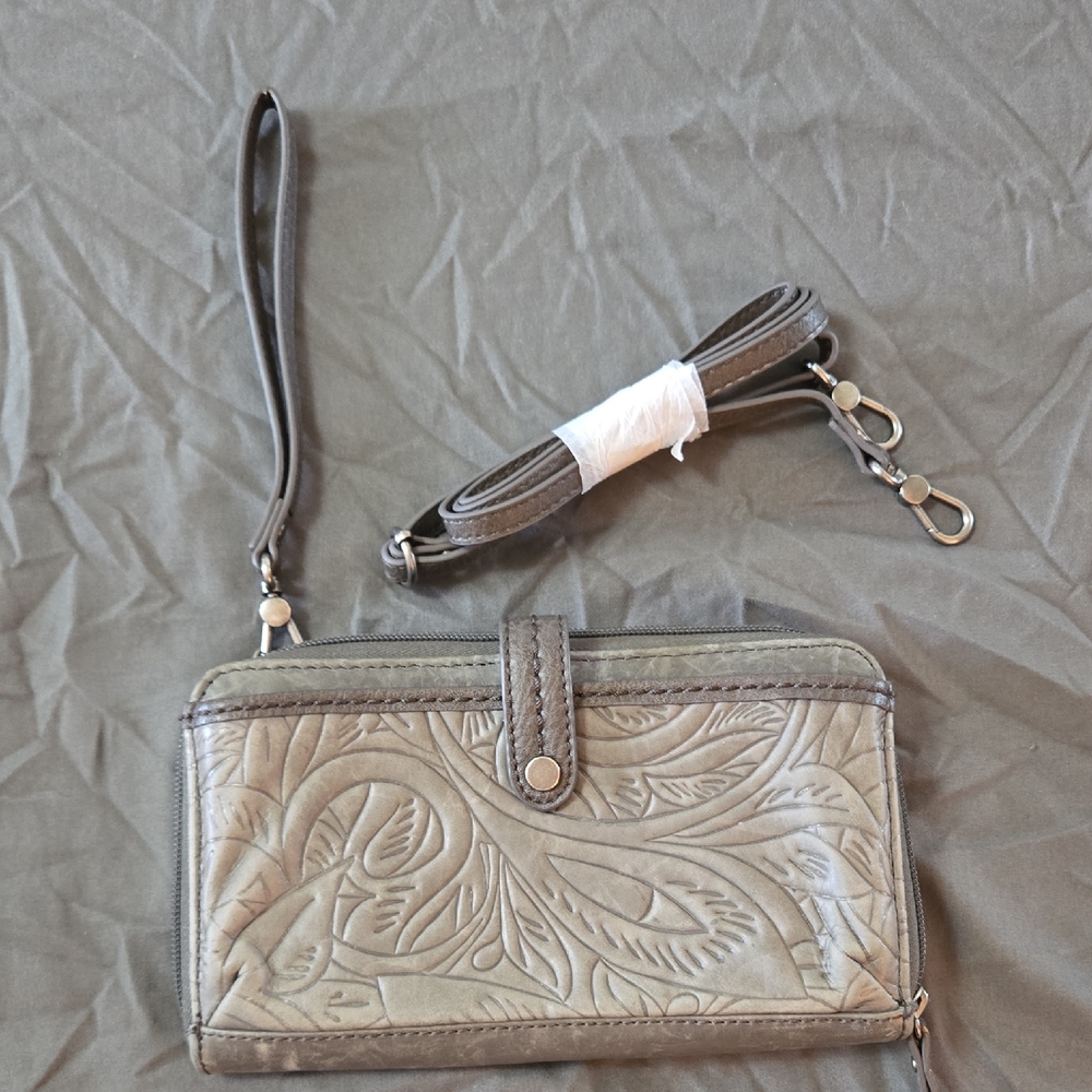 The Sak Embossed Leather Wristlet